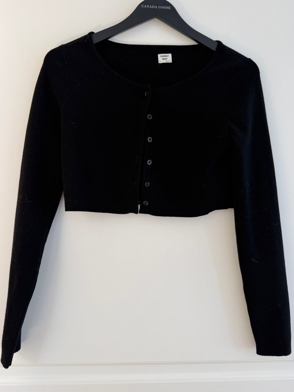 Sunday Best Aritzia Black Cropped Button Cardigan Size S